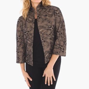Chico’s Black Lace-Embellished Jacket 3/4 sleeves Chicos size 3 Women’s XL